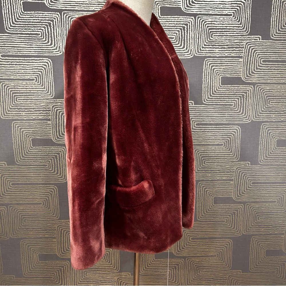 Vintage Dark Red/Burgundy Faux Fur Coat by Sasson.